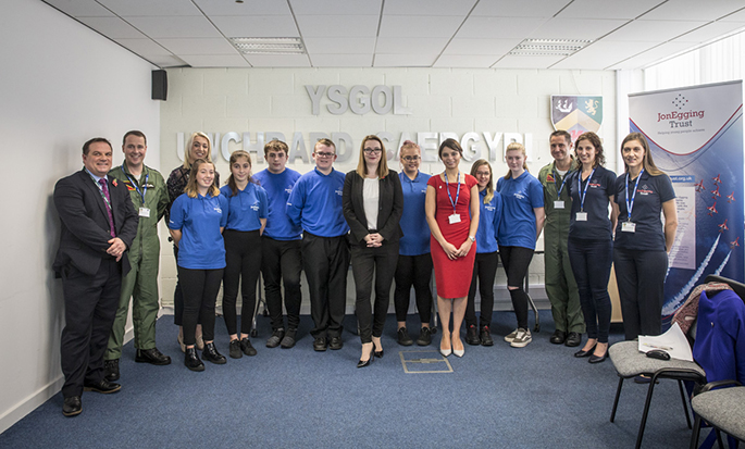 Welsh government's Cabinet Secretary for Education meets Blue Skies Students at Holyhead School