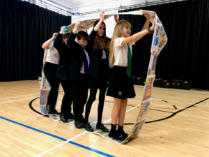 Springwood High School students walking in their tank