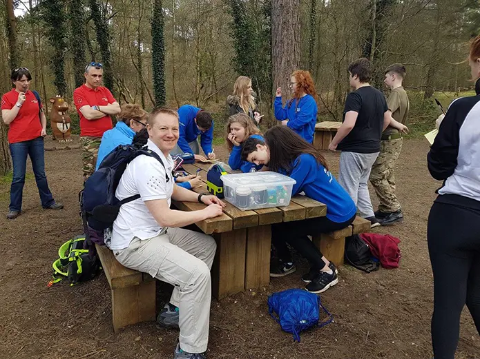 A group of people having a picnic outside