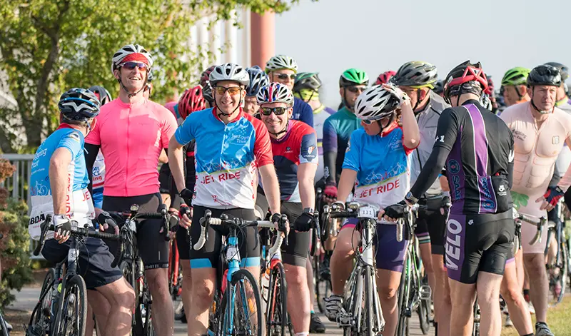 A group of bike riders taking part to a race